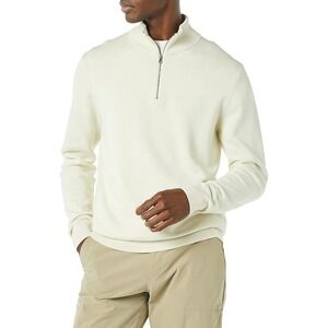 Amazon Essentials Mens Cream Quarter Zip Sweater Pullover Knit XXL